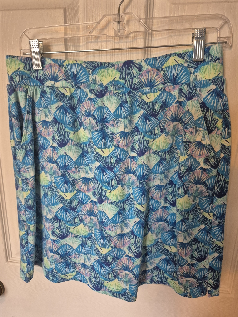 Talbots Blue Tropical-Print A-Line Skort Size S